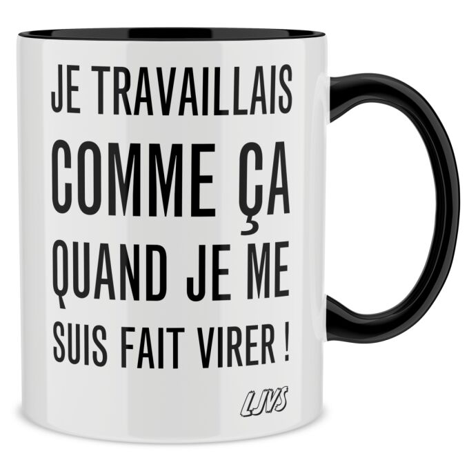 Mug LJVS avec anse et intérieur Noir de qualité supérieure, imprimé en France