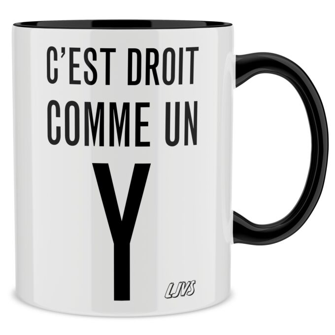 Mug LJVS avec anse et intérieur Noir de qualité supérieure, imprimé en France